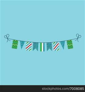 Decorations bunting flags for Uzbekistan national day holiday in flat design. Independence day or National day holiday concept.