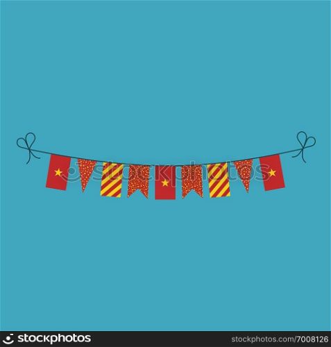 Decorations bunting flags for Vietnam national day holiday in flat design. Independence day or National day holiday concept.