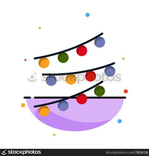Decorations, Lights, Celebrations, Celebrate, Birthday Abstract Flat Color Icon Template