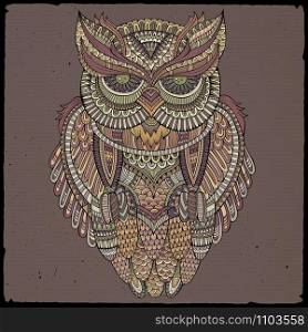 Decorative abstract ornamental Owl head. Vector illustration. Decorative ornamental Owl. Vector illustration
