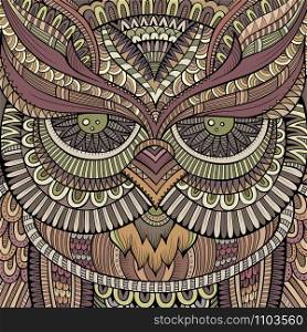 Decorative abstract ornamental Owl head. Vector illustration. Decorative ornamental Owl. Vector illustration
