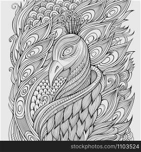 Decorative abstract ornamental peacock background. Vector illustration. Decorative ornamental peacock background