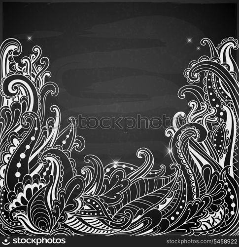 Decorative abstract vector hand drawn black background