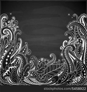 Decorative abstract vector hand drawn black background