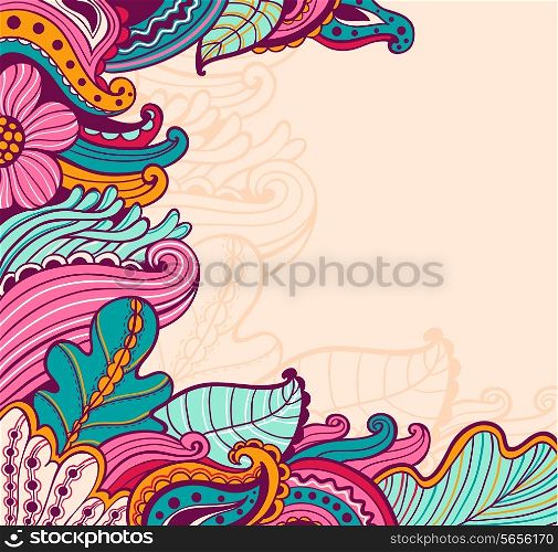Decorative abstract vector hand drawn floral background