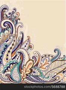 Decorative abstract vector hand drawn floral background