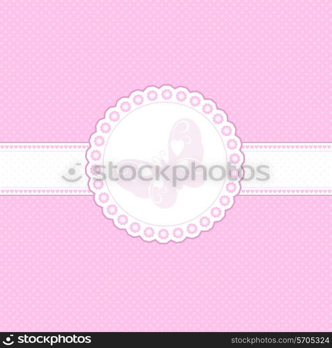 Decorative background in shades of baby pink with butterfly design