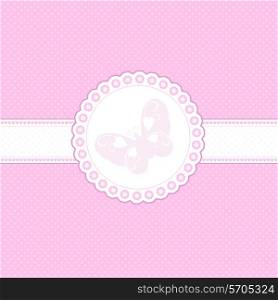 Decorative background in shades of baby pink with butterfly design