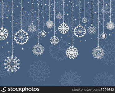 Decorative background of snowflakes and stars