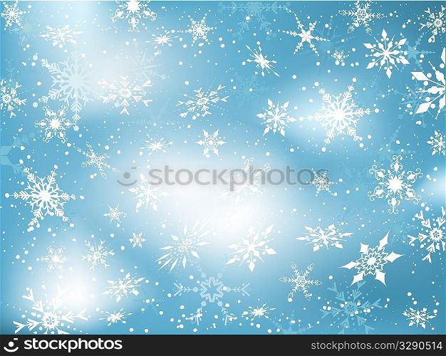 Decorative background with falling snowflakes