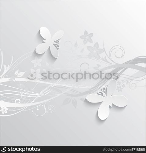 Decorative background with flowers and butterflies design