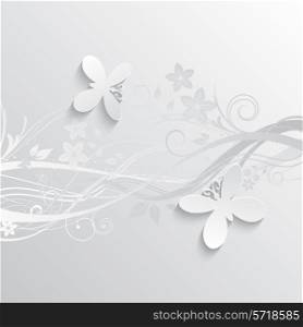Decorative background with flowers and butterflies design