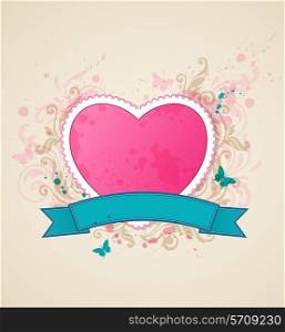 Decorative background with pink heart for Valentine&rsquo;s Day
