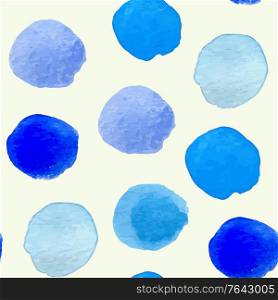 Decorative blue abstract watercolor seamless pattern with round blobs