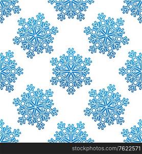 Decorative blue snowflakes seamless pattern for seasonal winter design
