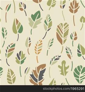 Decorative botany and lush leaves, ornaments, and floral motifs. Flora and leafage of tropical houseplants. Seamless pattern, background or print, wrapping or wallpaper, vector in flat style. Botany print, leaves lush foliage seamless pattern