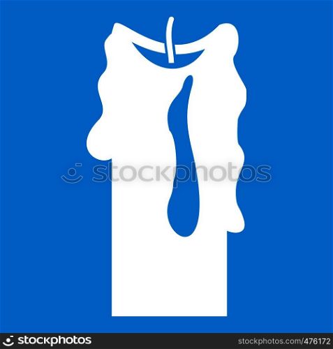 Decorative candle icon white isolated on blue background vector illustration. Decorative candle icon white