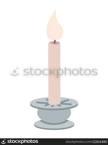 Decorative candle semi flat color vector object. Full sized item on white. Interior item. Part of house arrangement simple cartoon style illustration for web graphic design and animation. Decorative candle semi flat color vector object