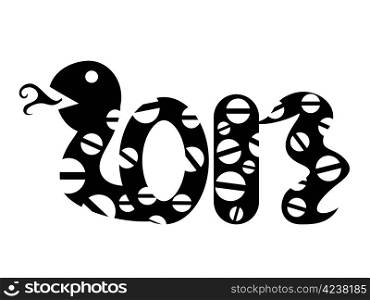 Decorative card of Snake Year, the symbol 2013 year