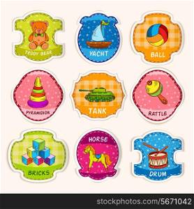 Decorative children toys sketch icons with kid play room wallpaper background vector illustration