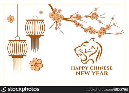 decorative chinese new year banner with tiger zodiac face