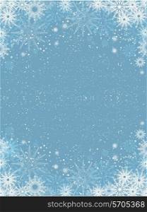 Decorative Christmas background of a snowflake border. Snowflake background