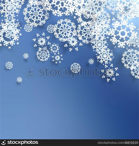Decorative christmas background with blue lights and snowflakes. EPS 10. Decorative christmas background.