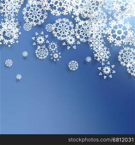 Decorative christmas background with blue lights and snowflakes. EPS 10. Decorative christmas background.