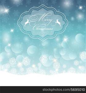 Decorative Christmas background with bokhe lights and snowflakes design