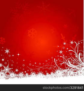 Decorative Christmas background with snowflakes and stars