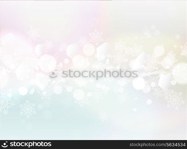 Decorative Christmas background with snowflakes and stars in pastel colours