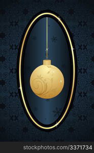 Decorative christmas frame with golden ball. Vector illustration.