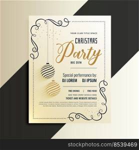 decorative christmas party flyer with creative xmas ball