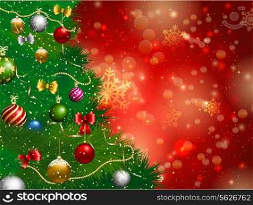Decorative Christmas tree background on a snowflake background