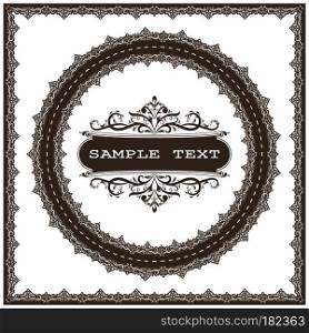 decorative circle frame in vintage style with beautiful filigree and retro border for premium invitation card, luxury postcard, ornament vector