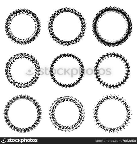 Decorative Circle Frames. Set of Decorative Circle Frames Isolated on White Backgrond