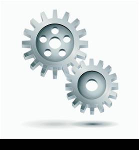 Decorative cog wheel gear mechanism teamwork business concept or engineering symbol print vector illustration
