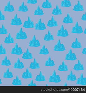 Decorative cold nature seamless pattern with random bright blue iceberg elements. Pale grey background. Great for fabric design, textile print, wrapping, cover. Vector illustration.. Decorative cold nature seamless pattern with random bright blue iceberg elements. Pale grey background.