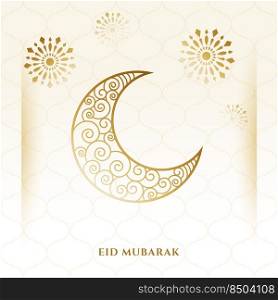 decorative crescent moon eid mubarak card design
