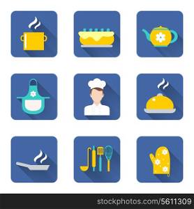 Decorative delicious dessert cake baking rolling pin and soup ladle pictograms collection abstract flat isolated vector illustration