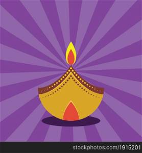 Decorative diya, Diwali festival candle colorful background illustration.
