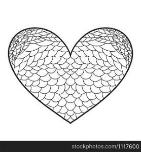 Decorative doodle heart. Valentines day print design. Coloring book page. Decorative doodle heart. Valentines day print design. Coloring book page.