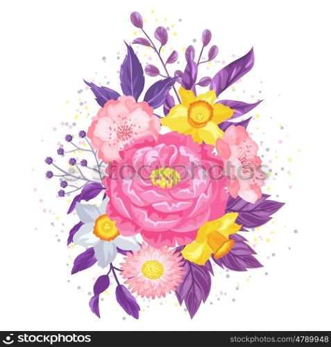 Decorative element with delicate flowers. Object for decoration wedding invitations, romantic cards.