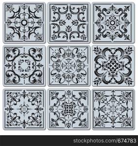 Decorative finishing ceramic tiles. Vector illustration