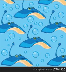 Decorative fish background slope and bladders of the air on turn blue background. Fish slope and bubble air on turn blue background a pattern