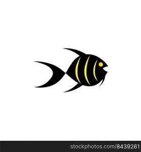 Decorative fish black and yellow icon template vector design