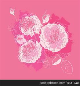Decorative floral background. Hand drawn blooming flowers.