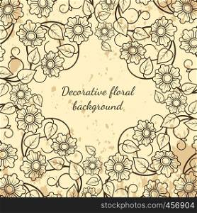 Decorative floral background vintage style. Vector illustration. Decorative floral background vintage style