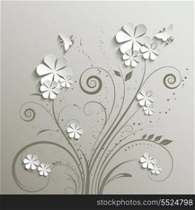 Decorative floral background with butterflies