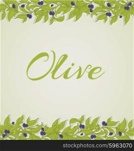 Decorative floral background with green olive branches